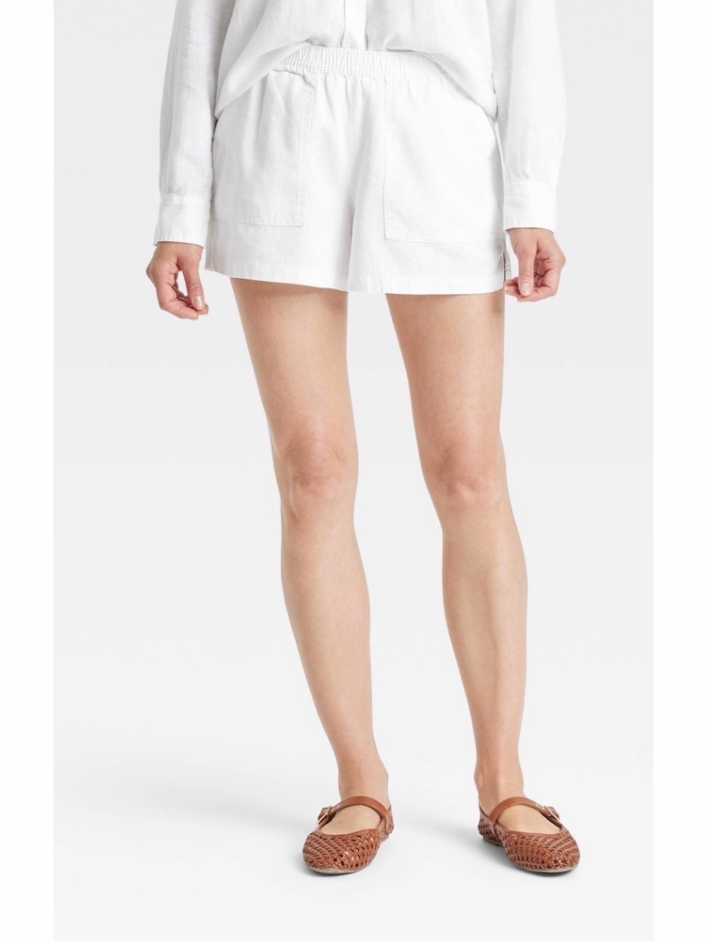 Universal Thread Linen Blend Shorts Off White